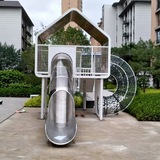 地产游乐设备房子造型组合滑梯