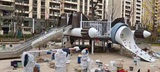 户外大型无动力游乐设施 大型不锈钢滑梯游乐设备定制找汉林