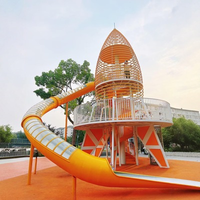 地产游乐设备火箭造型组合滑梯
