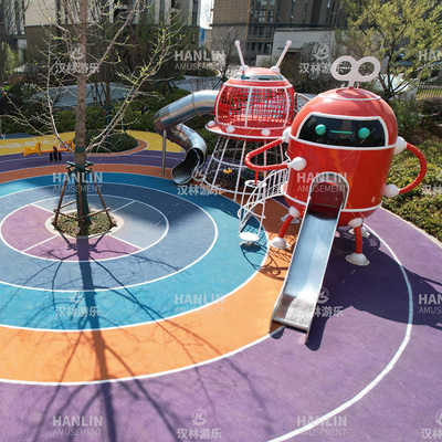 小區游樂設施非標定制組合滑梯機器人造型滑梯不銹鋼滑梯