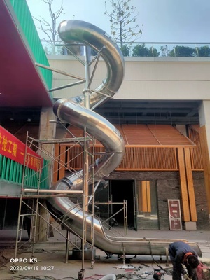 安徽毫州不锈钢滑梯 大型商场社区不锈钢滑梯配套设备