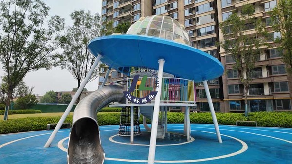 非标定制飞碟造型不锈钢滑梯